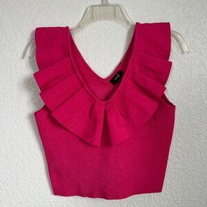 Ontwelfth Women's Cropped Ruffled Magenta Top Size Small